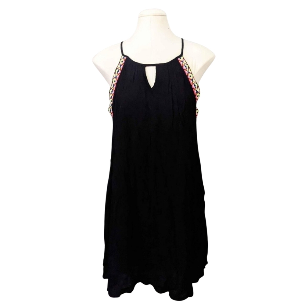 Altar'd State Black Neon Tribal Aztec Ribbon Dress Medium